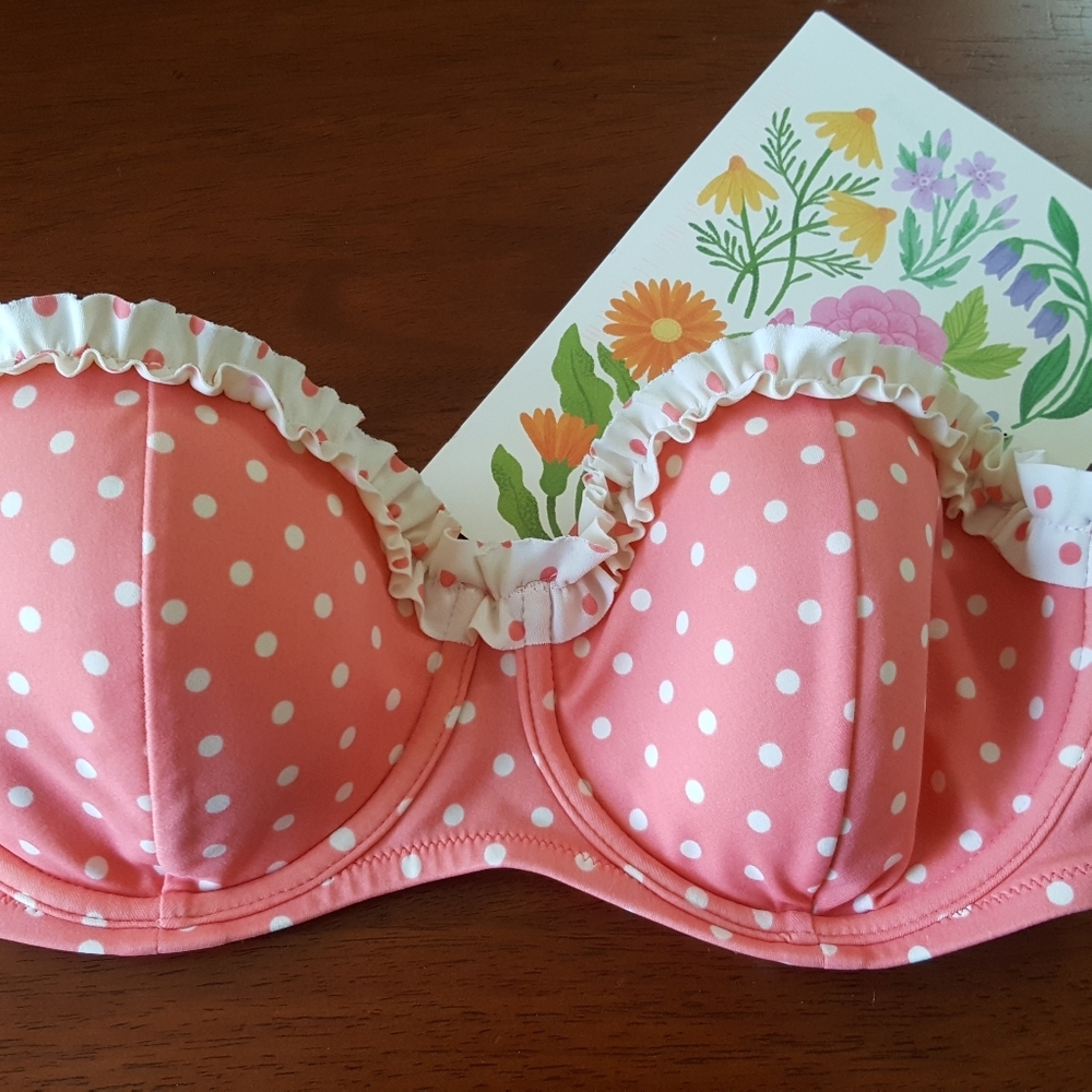 Victoria Secret peach polka dot ruffle bikini top